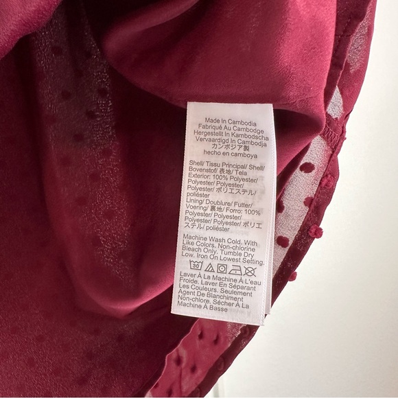 J.Crew Burgundy Clip Dot Blouse M - Picture 5 of 8